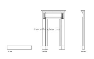classical architrave autocad drawing of a classical architrave, plan and elevation 2d views, dwg file free for download