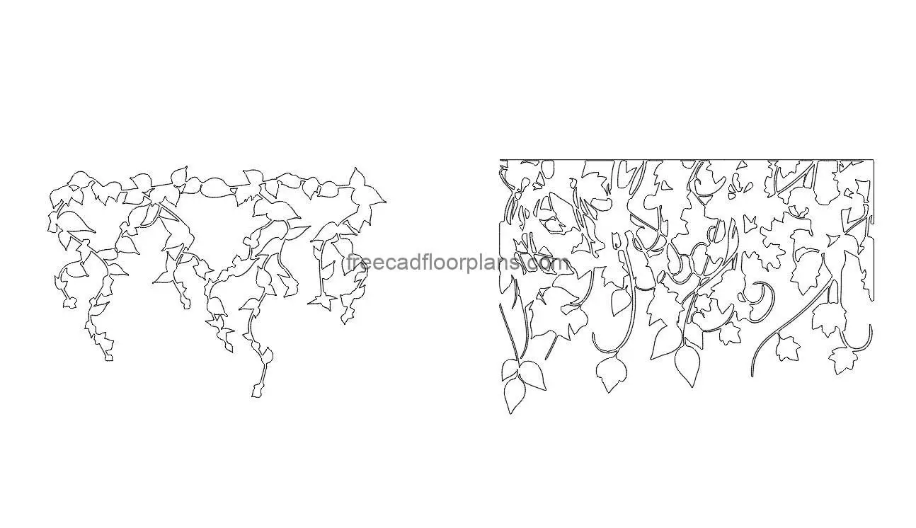 climbing plants autocad drawing, front 2d views, dwg file free for download