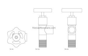 gas manifold valve autocad drawing, plan and elevation 2d views, dwg file free for download