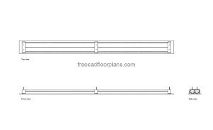 linear slot diffuser autocad drawing, plan and elevation 2d views, dwg file free for download