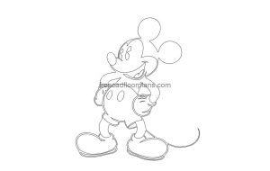 mickey mouse autocad drawing, front 2d elevation, dwg file free for download