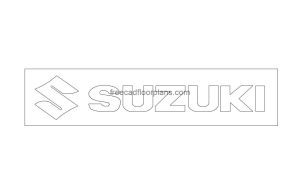 suzuki logo autocad drawing, plan and elevation 2d views, dwg file free for download