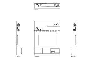 tv wall 02 autocad drawing, plan and elevation 2d views, dwg file free for download