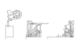 water slide autocad drawing, plan and elevation 2d views, dwg file free for download