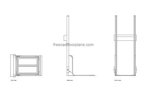 disabled lift autocad drawing, plan and elevation 2d views, dwg file free for download