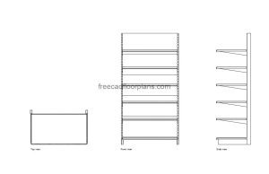 grocery shelf autocad drawing, plan and elevation 2d views, dwg file free for download