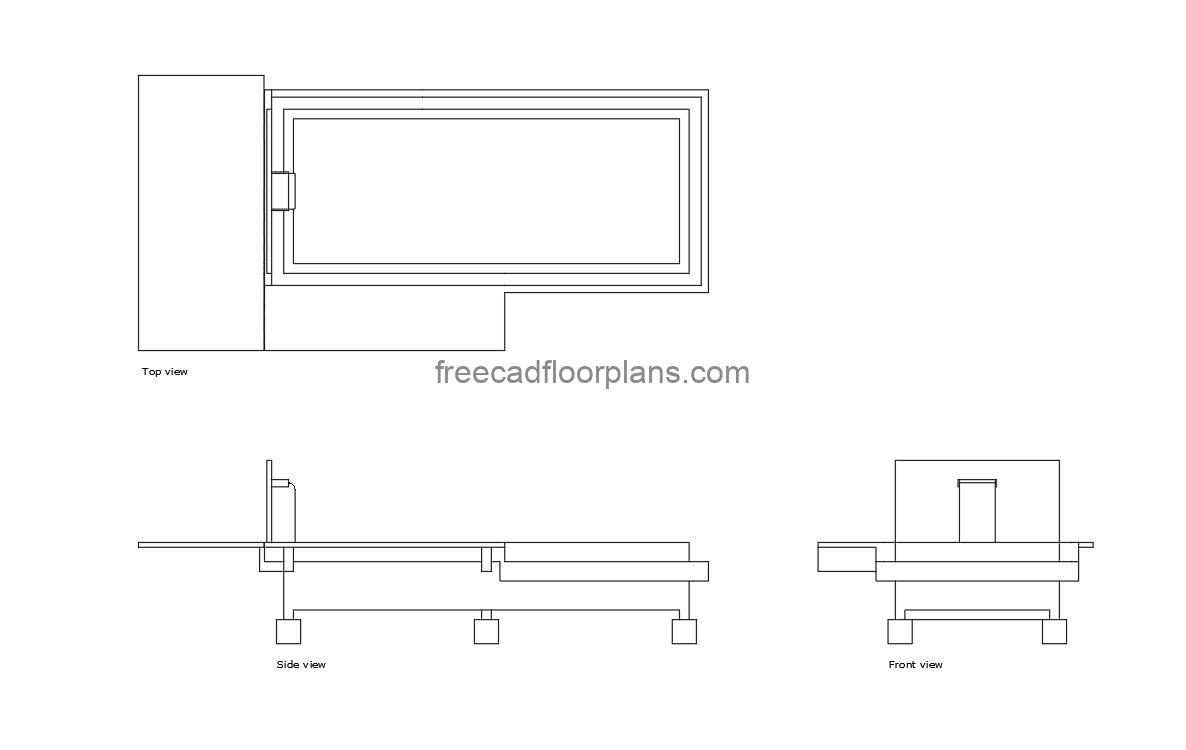 infinity pool autocad drawing, plan and elevation 2d views, dwg file free for download