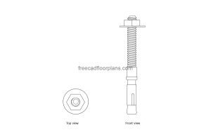 simpson bolt anchor autocad drawing, plan and elevation 2d views, dwg file free for download