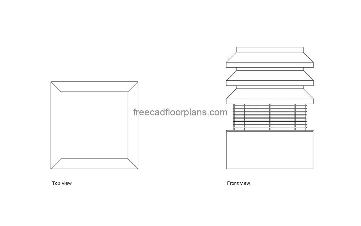 smoke extractor fan autocad drawing, plan and elevation 2d views, dwg file free for download