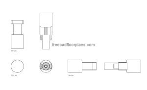 solar connectors autocad drawing, plan and elevation 2d views, dwg file free for download