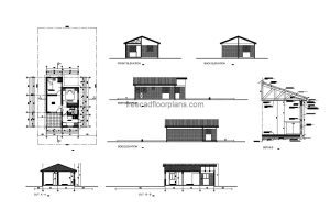 Single Level House of 40 M2-430 P2 autocad drawing, plan and elevation 2d views, dwg file with details, for free download