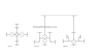 calvino arched chandelier autocad drawing, plan and elevation 2d views, dwg file free for download