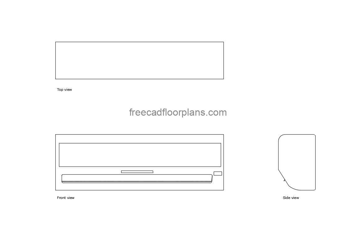 lg split ac autocad drawing, plan and elevation 2d views, dwg file free for download