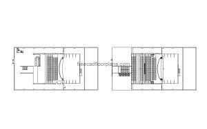 theater stage autocad drawing, plan 2d views, dwg file free for download