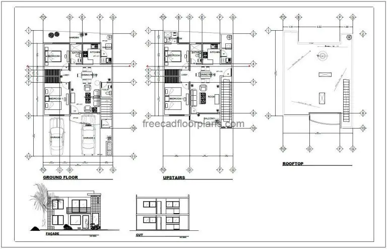 28X34 Two Story Detached House PDF Drawing
