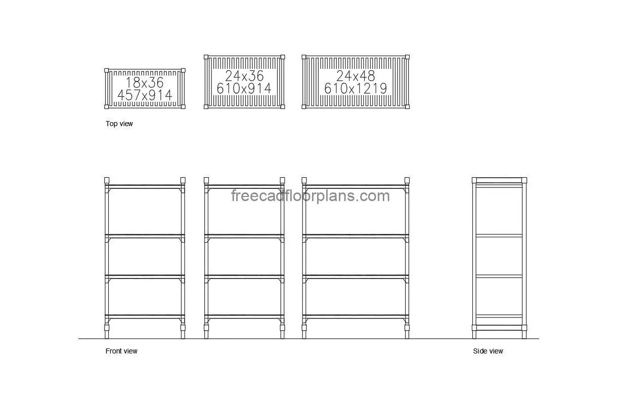 cambro kitchen storage autocad drawing, plan and elevation 2d views, dwg file free for download