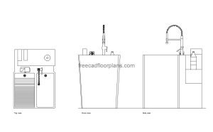 concrete laundry sink autocad drawing, plan and elevation 2d views, dwg file free for download