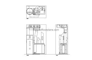 exhaust air heat pump autocad drawing, plan and elevation 2d views, dwg file free for download