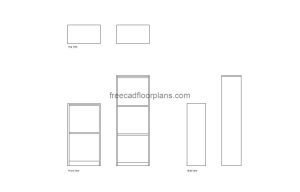 ikea bissa shoe cabinet, autocad drawing, plan and elevation 2d views, dwg file free for download