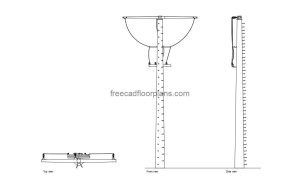 medium voltage pole autocad drawing, plan and elevation 2d views, dwg file free for download