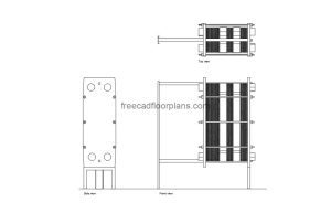 plate heat exchanger autocad drawing, plan and elevation 2d views, dwg file free for download