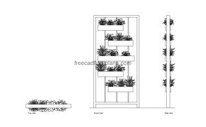 screen planter autocad drawing, plan and elevation 2d views, dwg file free for download