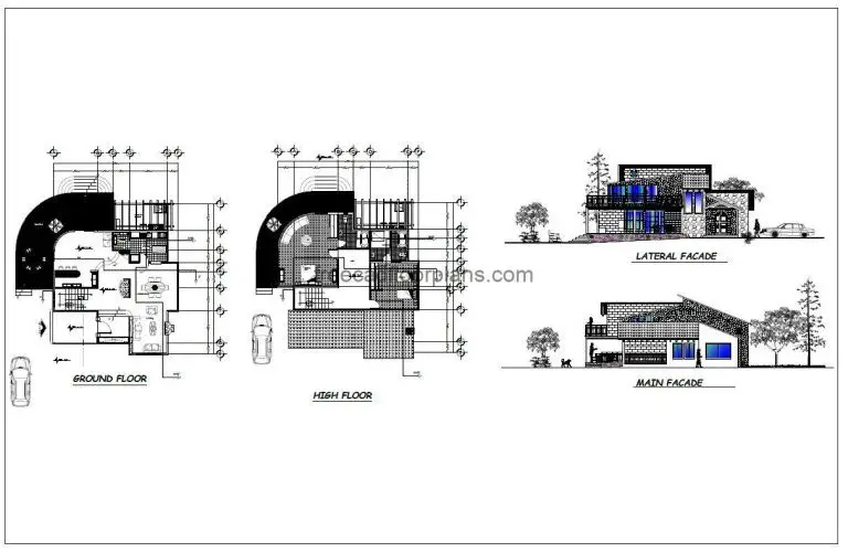 38×45 House Plan With 2 Bedroom PDF Drawing