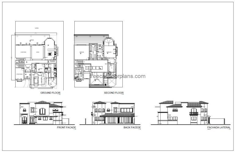 47×50 House Plan With Double Car Parking Garage PDF Drawing