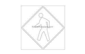 pedestrian symbol autocad drawing, plan and elevation 2d views, dwg file free for download