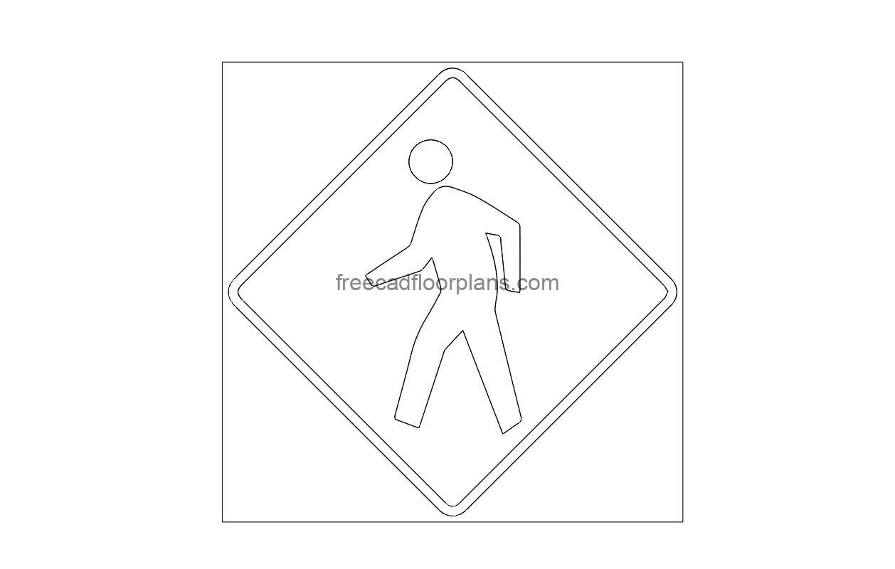 pedestrian symbol autocad drawing, plan and elevation 2d views, dwg file free for download