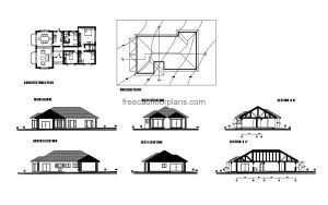 30×50 Four-Bedroom House autocad drawing, plan, elevation, section and details plan in dwg format for free download