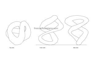 abstract sculpture autocad drawing, plan and elevation 2d views, dwg file free for download