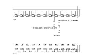 airport check in counter autocad drawing, plan and elevation 2d views, dwg file free for download