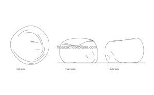 bean bag autocad drawing, plan and elevation 2d views, dwg file free for download