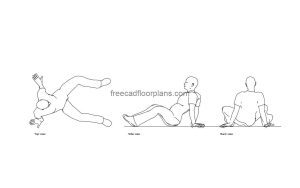 man sitting on the floor autocad drawing, plan and elevation 2d views, dwg file free for download