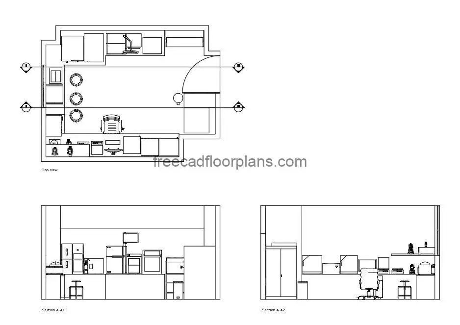 microbiology laboratory autocad drawing, plan and elevation 2d views, dwg file free for download