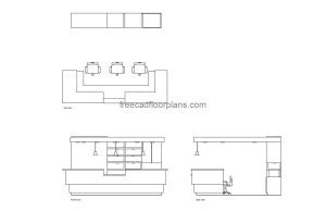 nurse station reception desk autocad drawing, plan and elevation 2d views, dwg file free for download