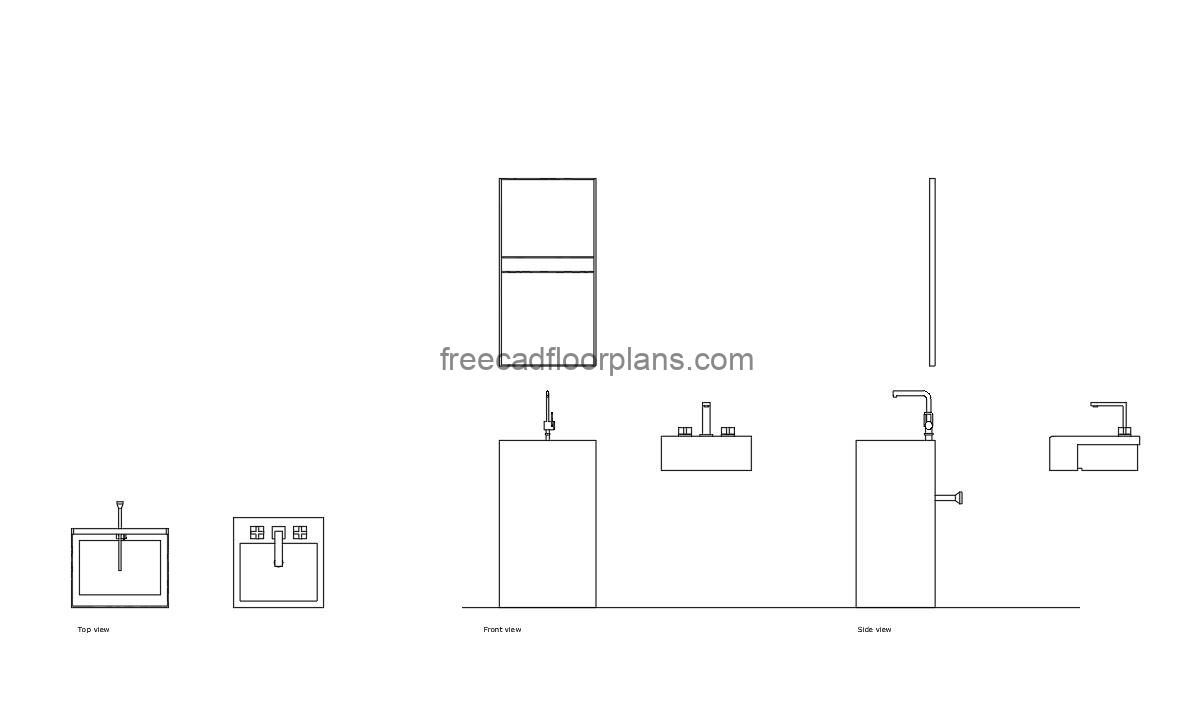 Square Wash Basin - Free CAD Drawings