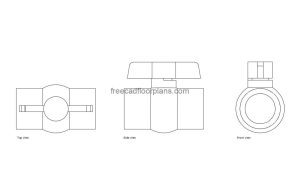 upvc ball valve autocad drawing, plan and elevation 2d views, dwg file free for download