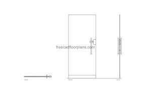 glass door lock autocad drawing, plan and elevation 2d views, dwg file free for download