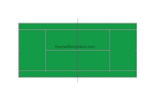 lawn tennis court autocad drawing, plan and elevation 2d views, dwg file free for download