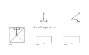 mop sink faucet autocad drawing, plan and elevation 2d views, dwg file free for download