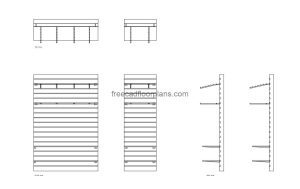 slatwall fixture autocad drawing, plan and elevation 2d views, dwg file free for download