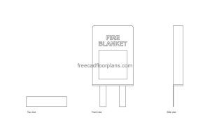 wall-mounted fire blanket autocad drawing, plan and elevation 2d views, dwg file free for download