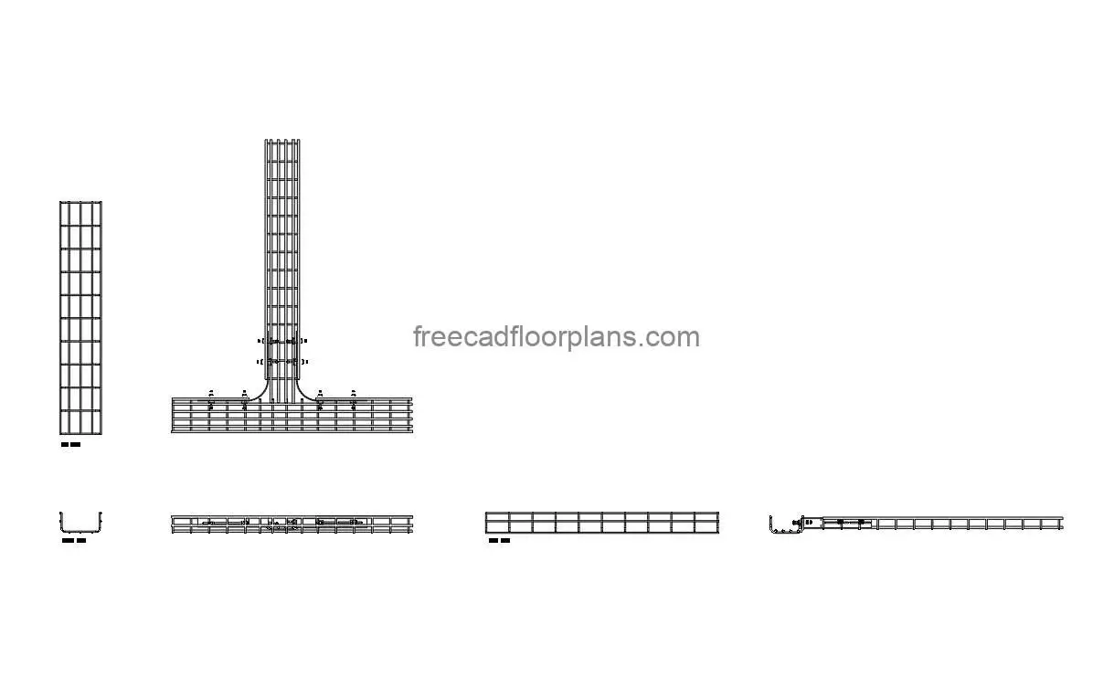 cabletray cablofil autocad drawing, plan and elevation 2d views, dwg file free for download
