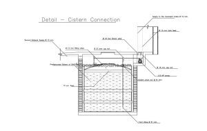 cistern tank connection details autocad drawing, plan and elevation 2d views, dwg file free for download