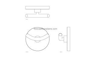 double coat hook autocad drawing, plan and elevation 2d views, dwg file free for download