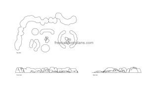earth mound for landscaping autocad drawing, plan and elevation 2d views, dwg file free for download