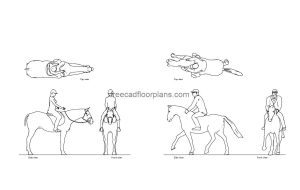 horse riding autocad drawing, plan and elevation 2d views, dwg file free for download