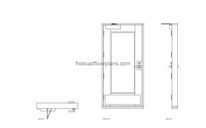automatic door opener autocad drawing, plan and elevation 2d views, dwg file free for download